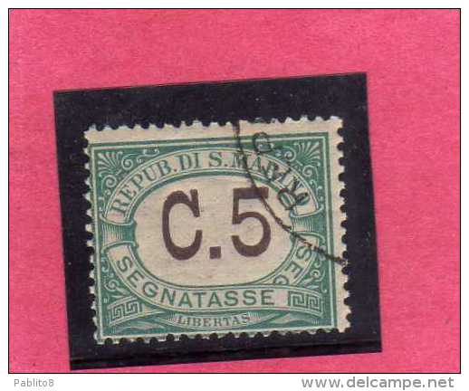 SAN MARINO 1897-1919 SEGNATASSE DUE TASSE TAXE  CENT. 5 TIMBRATO USED - Postage Due