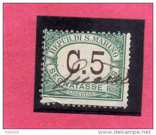 SAN MARINO 1897-1919 SEGNATASSE DUE TASSE TAXE  CENT. 5 TIMBRATO USED - Postage Due