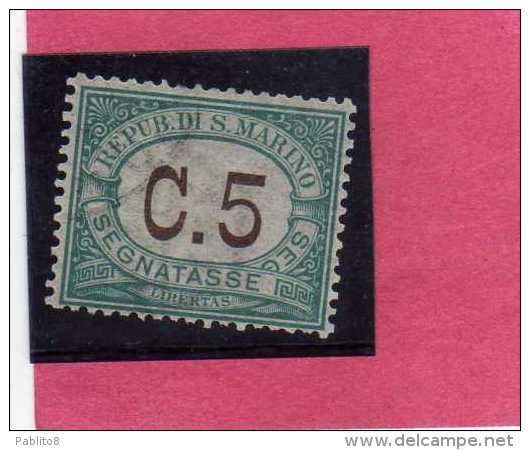 SAN MARINO 1897-1919 SEGNATASSE DUE TASSE TAXE  CENT. 5 TIMBRATO USED - Impuestos