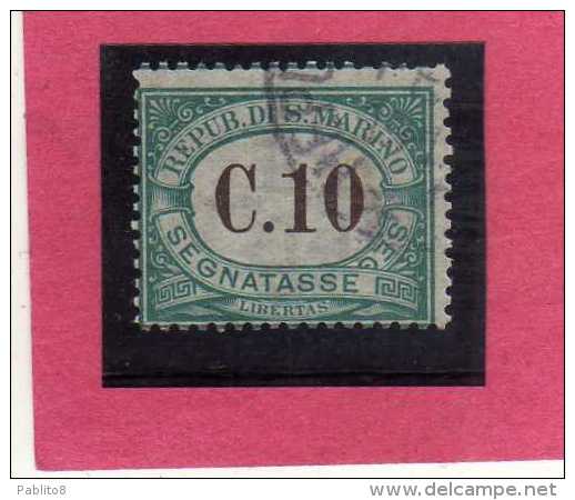 SAN MARINO 1897-1919 SEGNATASSE DUE TASSE TAXE  CENT. 10 TIMBRATO USED - Impuestos