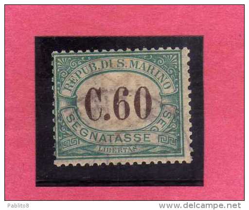 SAN MARINO 1897-1919 SEGNATASSE DUE TASSE TAXE  CENT. 60 TIMBRATO USED - Timbres-taxe