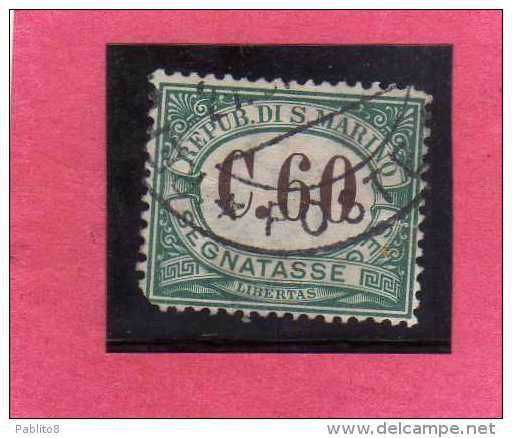 SAN MARINO 1897-1919 SEGNATASSE DUE TASSE TAXE  CENT. 60 TIMBRATO USED - Impuestos