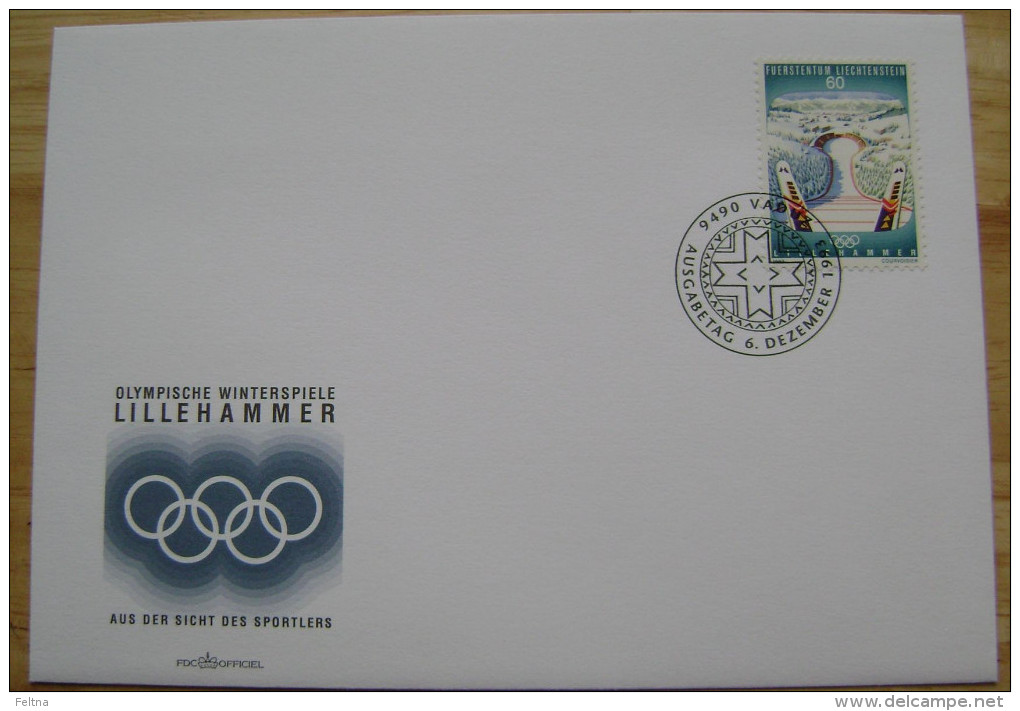 1994 LIECHTENSTEIN FDC 1 WINTER OLYMPIC GAMES LILLEHAMMER NORWAY SKI JUMPING - Invierno 1994: Lillehammer