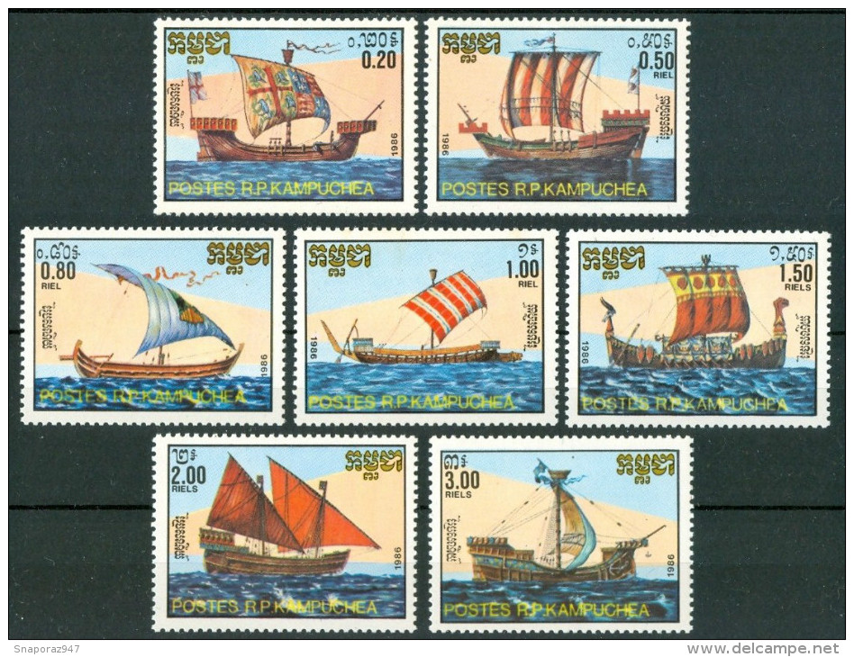 1986 Kampechea Barche A Vela Sailboats Voliers Set MNH** Qq36 - Kampuchea