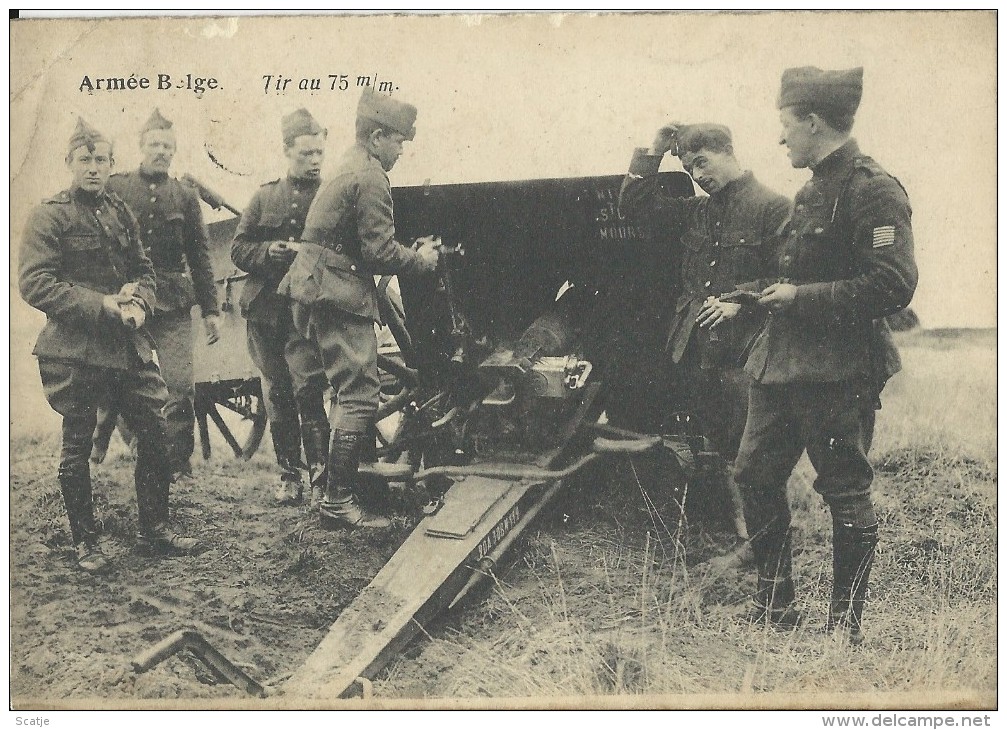 Armée Belge.  -  Tir Au  75 M/m  (hoekje Met Plooi) - Matériel