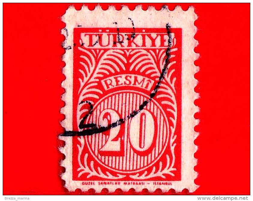 TURCHIA - USATO - 1957 - Servizio - 20 - Oblitérés