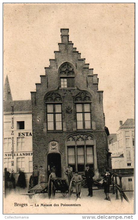 Brugge 4 CPA Rue De La Monnaie    St Sebastiaan Gilde   Station Binnen  Maison Des Poissonniers - Brugge