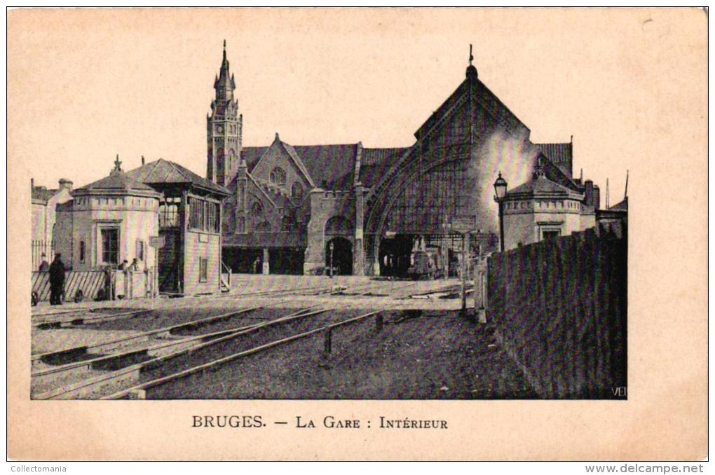 Brugge 4 CPA Rue De La Monnaie    St Sebastiaan Gilde   Station Binnen  Maison Des Poissonniers - Brugge