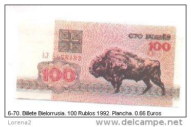 6-70. Billete Bielorrusia P-8. 100 Rublos 1992. Plancha - Bielorussia