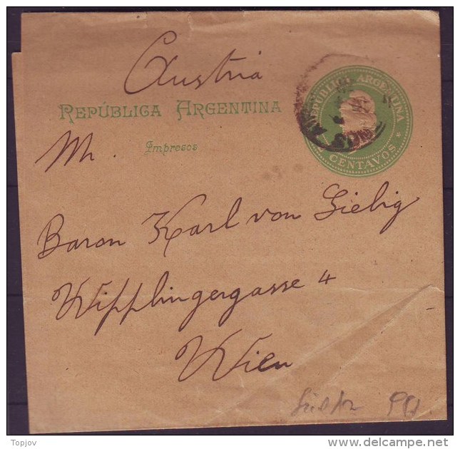 ARGENTINA - NEWSPAPER WRAPPER TO AUSTRIA - 1896 - Postwaardestukken