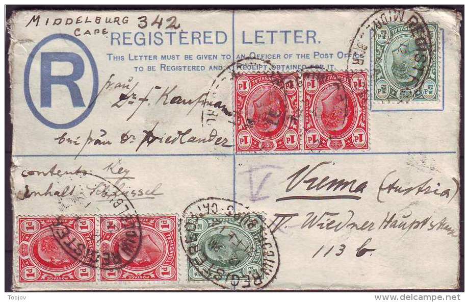 GB - TRANSVAL - CAPE TOWN To WIENA - REGISTER. LETTER - 1912 - RARE - Transvaal (1870-1909)