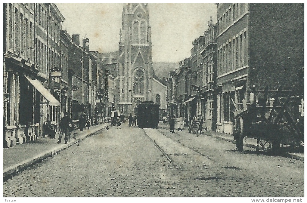 Jemeppe-sur-Meuse - La Rue De L´Hôtel Communal - Tram ... Au Bout De La Rue - 1909 ( Voir Verso ) - Seraing