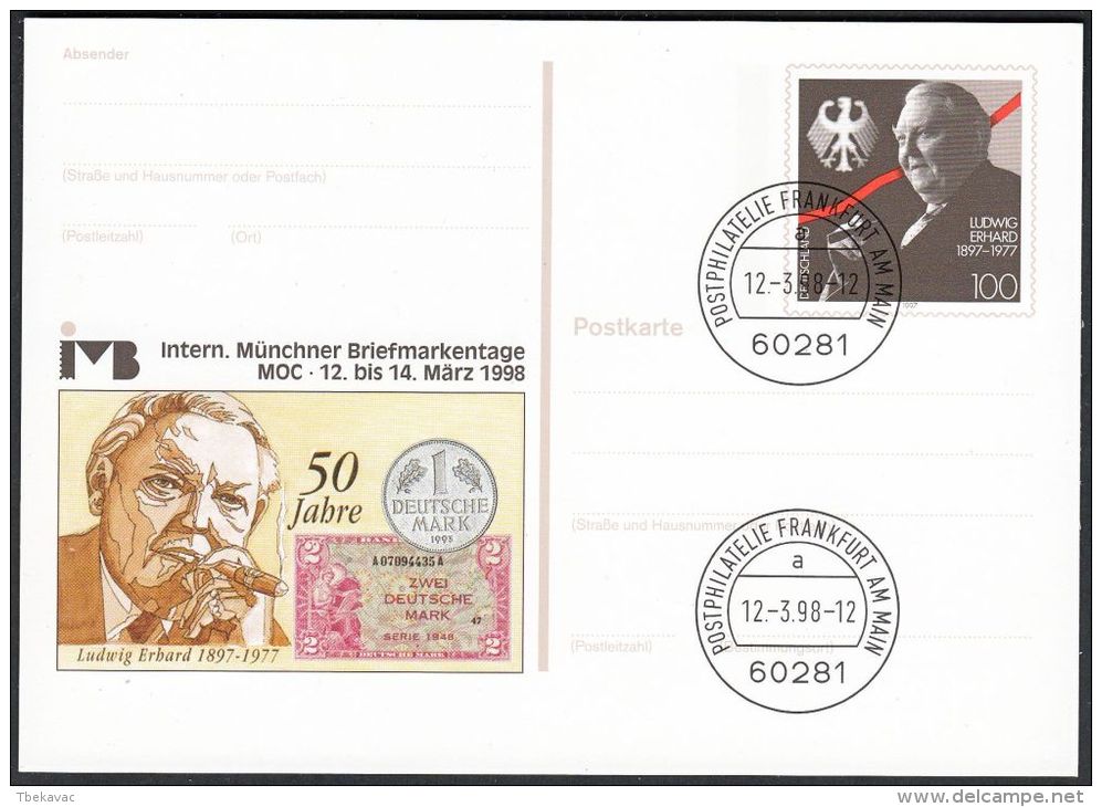 Germany 1998, Illustrated Postal Stationery "Philatelic Exhibition In Munchen" W./ Postmark "Frankfurt", Ref.bbzg - Cartoline Illustrate - Usati