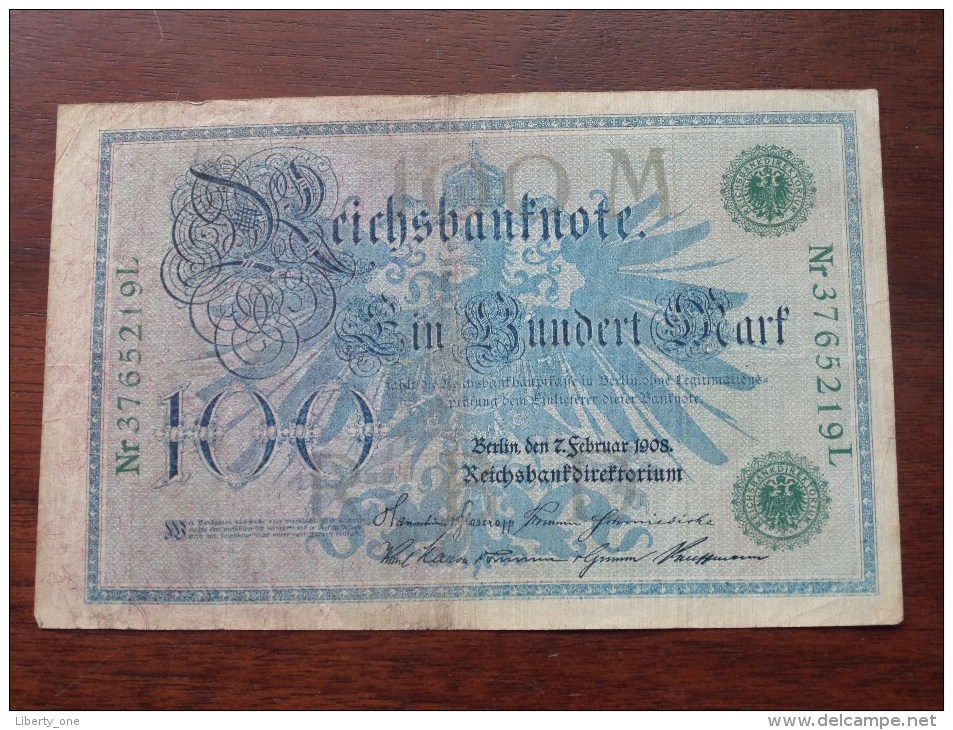 HUNDERT Mark Berlin 1908 Nr. 3765219 L ( For Grade, Please See Photo ) ! - 100 Mark