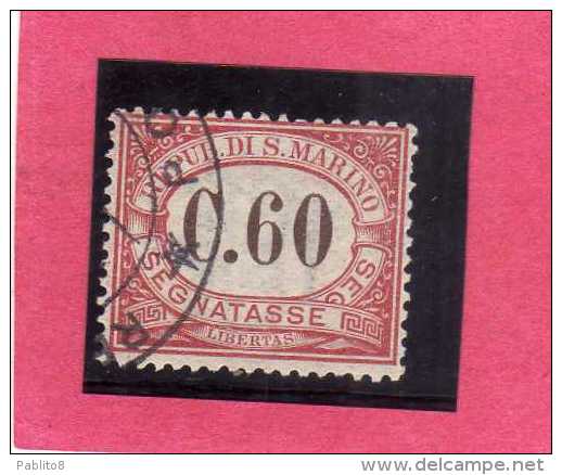 SAN MARINO 1924 SEGNATASSE TAXE DUE TASSE CENT. 60 USATO USED - Impuestos