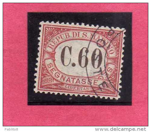 SAN MARINO 1924 SEGNATASSE TAXE DUE TASSE CENT. 60 USATO USED - Timbres-taxe