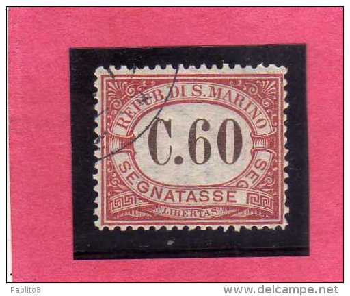 SAN MARINO 1924 SEGNATASSE TAXE DUE TASSE CENT. 60 USATO USED - Impuestos