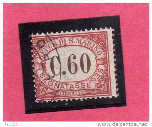 SAN MARINO 1924 SEGNATASSE TAXE DUE TASSE CENT. 60 USATO USED - Postage Due