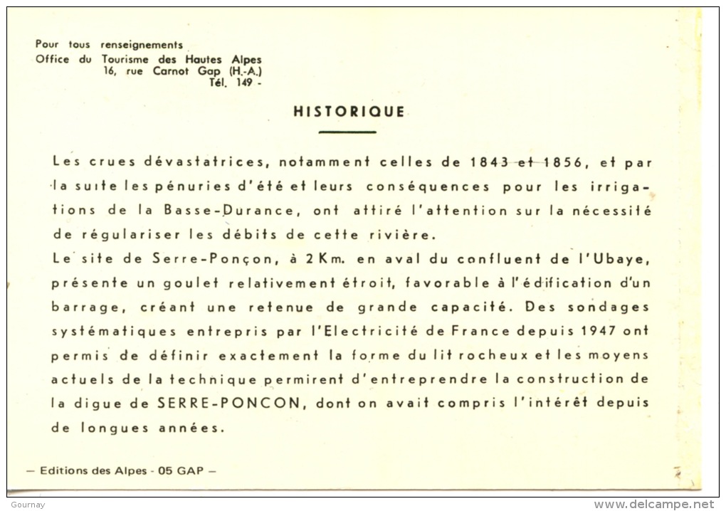 Lac De Serre Ponçon : Historique (2scan) - Autres & Non Classés