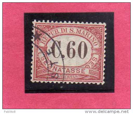 SAN MARINO 1924 SEGNATASSE TAXE DUE TASSE CENT. 60 USATO USED - Postage Due