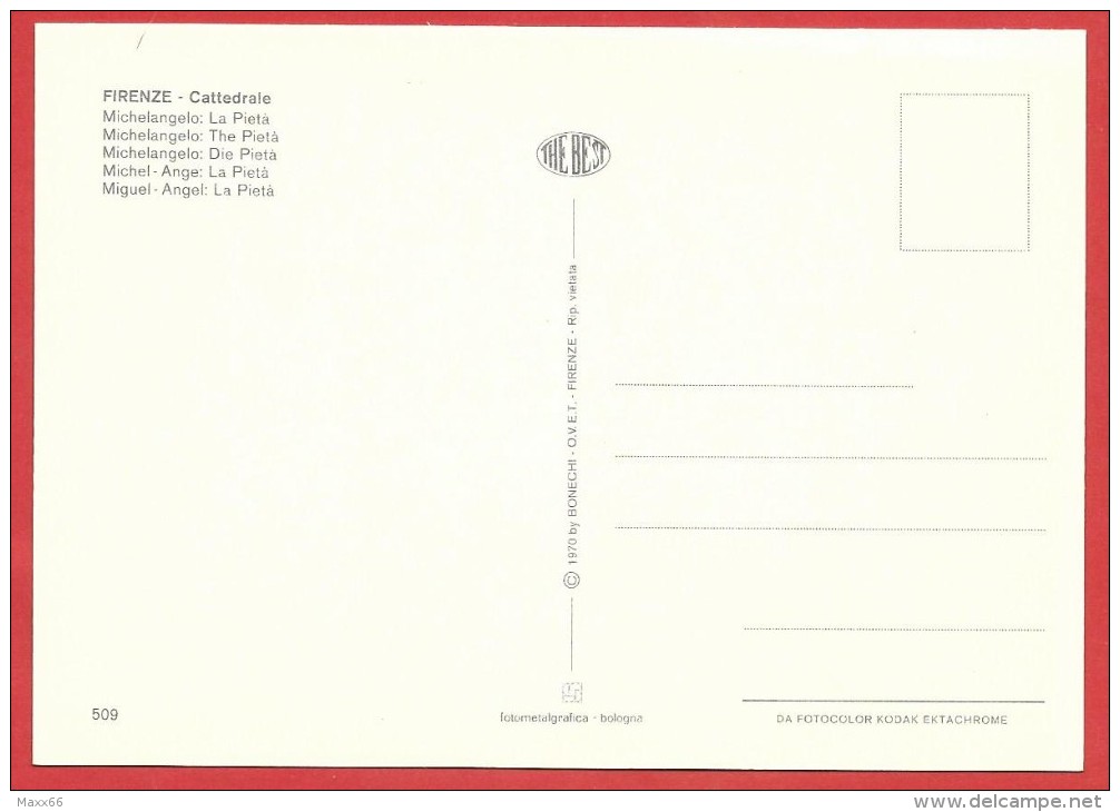CARTOLINA NV ITALIA - FIRENZE - Cattedrale - Michelangelo - La Pietà - 10 X 15 - Sculture