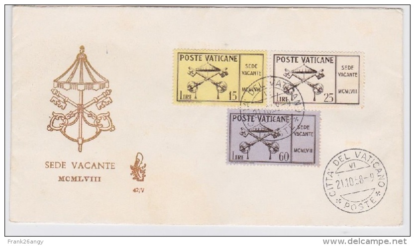 VATICANO 1958  Sede Vacante Sass. 247/49 Serie Cpl. 3v. Su Busta FDC Venetia RARA - FDC