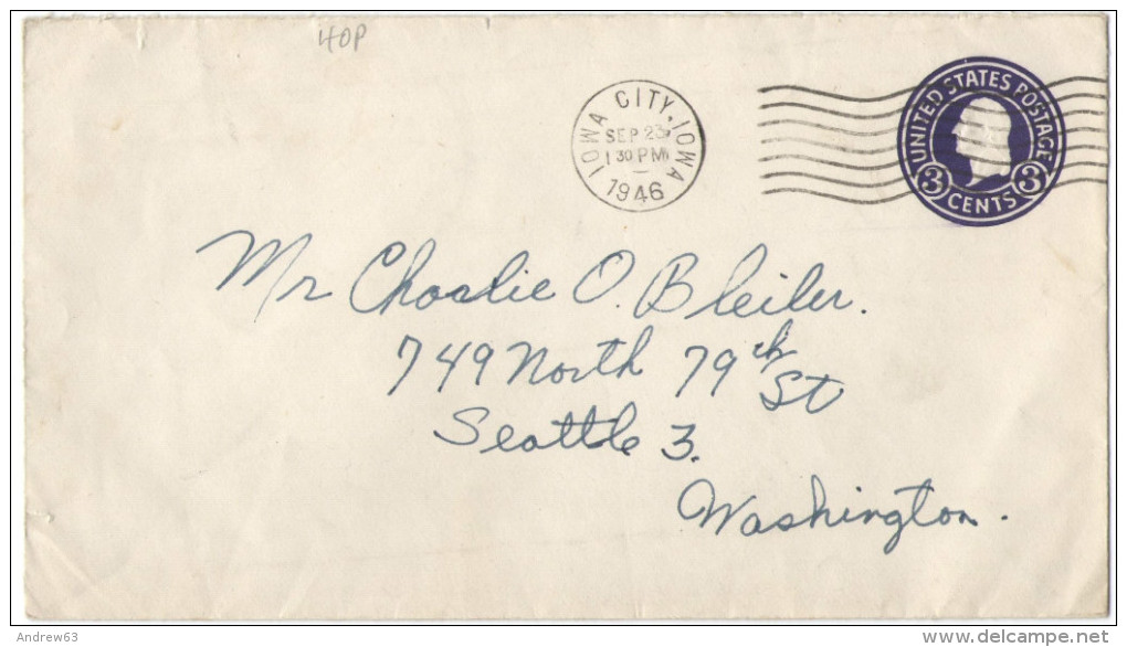 STATI UNITI - UNITED STATES - USA - US - 1946 - Intero Postale - Entier Postal - Postal Stationery - 3 Cents - Viaggi... - 1941-60