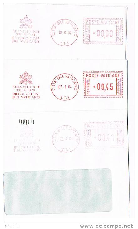 VATICANO  - STORIA POSTALE - 2004 E 2007 - LOTTO DI 3: DIFFERENTI AFFRANCATURE MECCANICHE SERVIZIO  TELEFONI  - RIF. 216 - Macchine Per Obliterare (EMA)