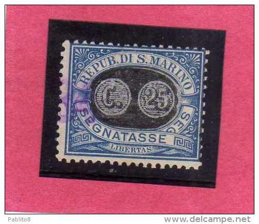 SAN MARINO 1931 SEGNATASSE DUE TASSE TAXE MASCHERINE SOPRASTAMPATO SURCHARGED LIRE 2 SU CENT. 10 USATO USED - Impuestos