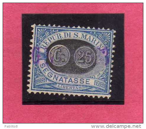 SAN MARINO 1931 SEGNATASSE DUE TASSE TAXE MASCHERINE SOPRASTAMPATO SURCHARGED LIRE 2 SU CENT. 10 USATO USED - Impuestos