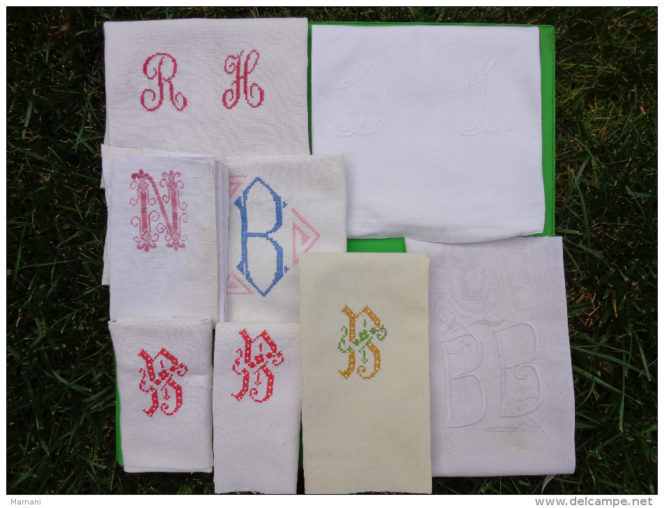 Lot De Monogramme  Et Autres  Broderies Coupees Dans Des Draps Ou Autre-05-(1) - Altri & Non Classificati