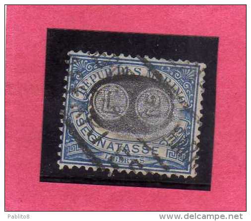 SAN MARINO 1931 TASSE TAXE DUE SEGNATASSE MASCHERINE SOPRASTAMPATO SURCHARGED LIRE  2 SU 5 CENT. TIMBRATO USED - Timbres-taxe