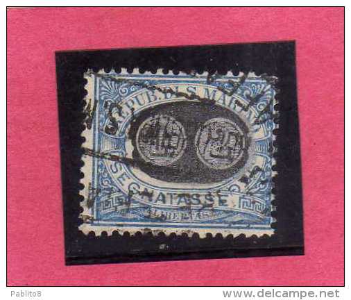 SAN MARINO 1931 TASSE TAXE DUE SEGNATASSE MASCHERINE SOPRASTAMPATO SURCHARGED LIRE  2 SU 5 CENT. TIMBRATO USED - Postage Due