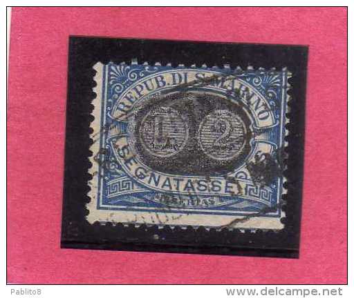 SAN MARINO 1931 SEGNATASSE DUE TASSE TAXE MASCHERINE SOPRASTAMPATO SURCHARGED  LIRE  2 SU CENT.  10 TIMBRATO USED - Timbres-taxe