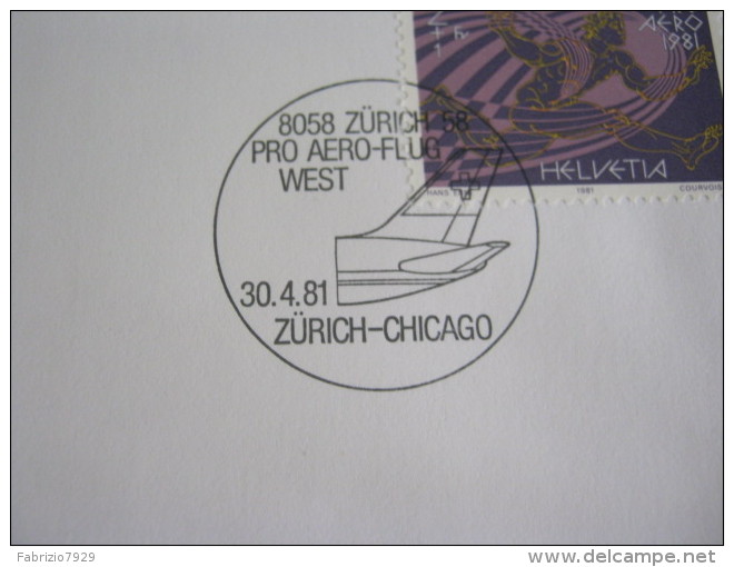 CH2 SVIZZERA HELVETIA FDC 1981 FOLDER 5 COVER PRIMI VOLI 50 ANNI BASEL ZURICH BUENOS AIRES HELSINKI CHICAGO JAKARTA