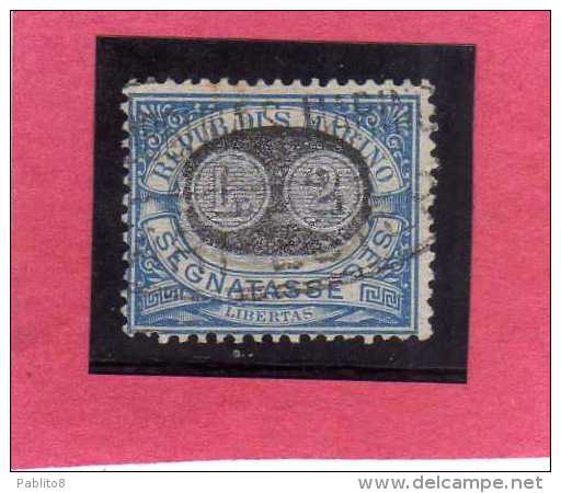 SAN MARINO 1931 SEGNATASSE TASSE DUE TAXE MASCHERINE SOPRASTAMPATO LIRE  2 SU  CENT. 30 TIMBRATO USED - Timbres-taxe