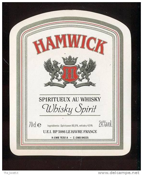 Etiquette De Spiritueux Au  Whisky  -  Hamwick -   UEI  Le Havre  (76) - Whisky