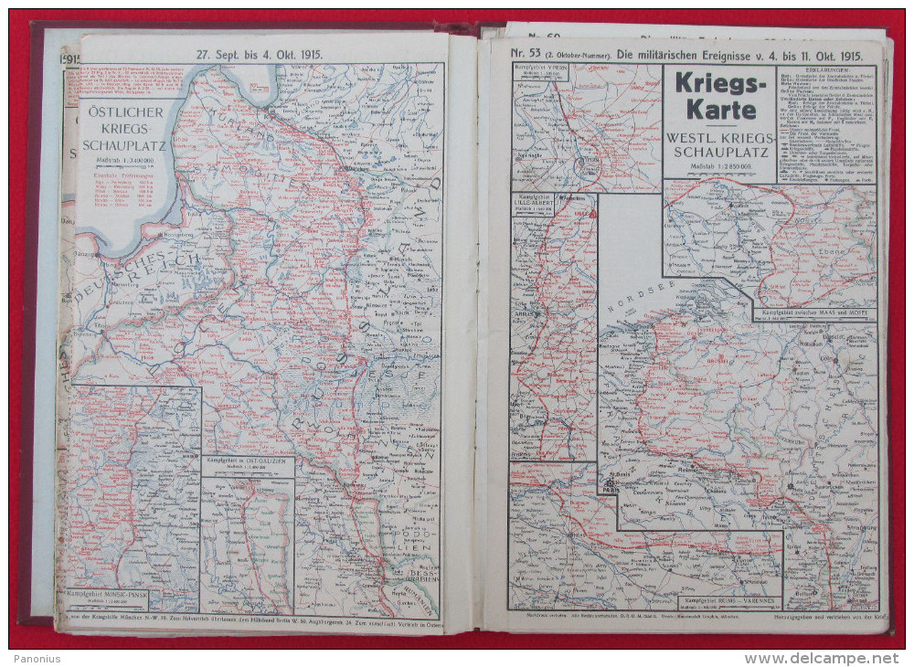 AUSTRIA / HUNGARY - WW1, K.u.K. krieg military maps, 1914 - 1915, 2 volumes