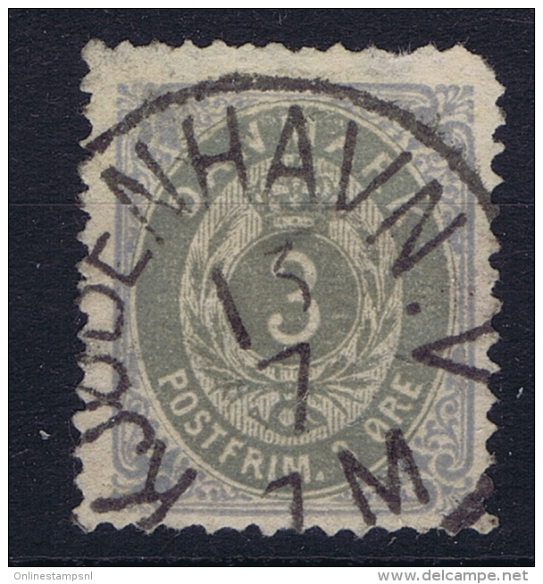 Denmark: 1875, Mi Nr 22 Y Aa Mattultramarin Grau Used   Perfo 14 Very Nice Cancel - Usado