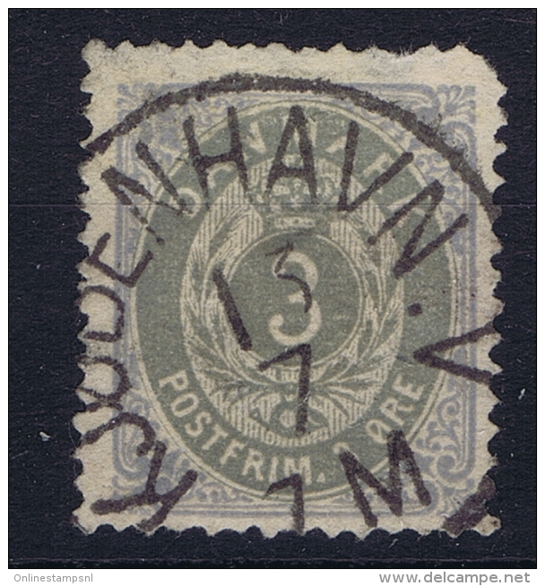 Denmark: 1875, Mi Nr 22 Y Aa Mattultramarin Grau Used   Perfo 14 Very Nice Cancel - Oblitérés