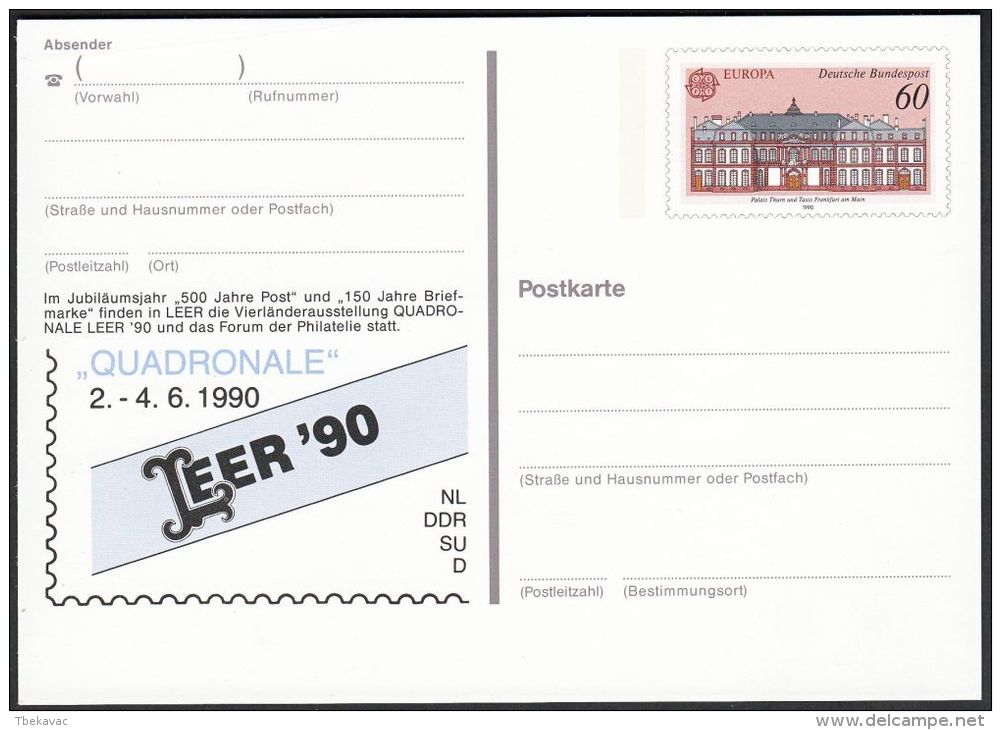 Germany 1990, Illustrated Postal Stationery "Quadronale Leer 1990", Ref.bbzg - Geïllustreerde Postkaarten - Ongebruikt
