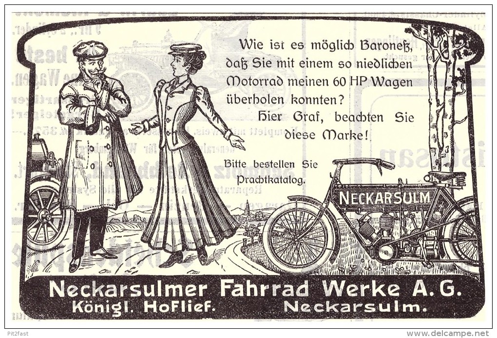 Original Werbung - 1907 - NSU , Motorrad , Neckarsulm , Moto , Motorräder !!! - Motos