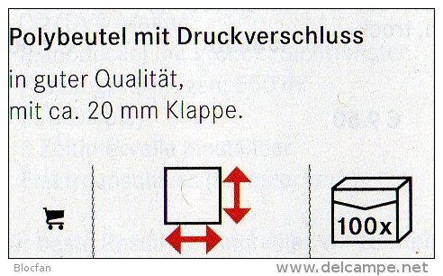 Hülle Größer 100 Polybeutel Mit Verschluß Neu 2€ Schutz/Einsortieren #781 Lindner 60x80 Mm For Stamps Too Coins Of World - Enveloppes Transparentes