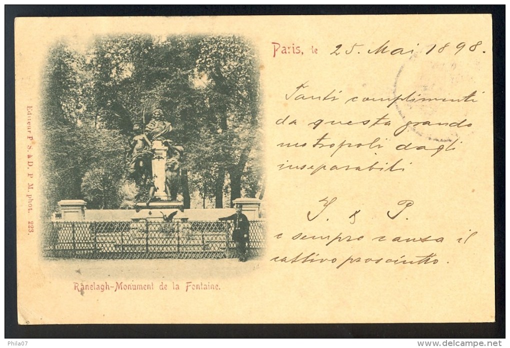 Paris - Ranelagh-Monument De La Fontaine  ---- Old Postcard Traveled - Statues