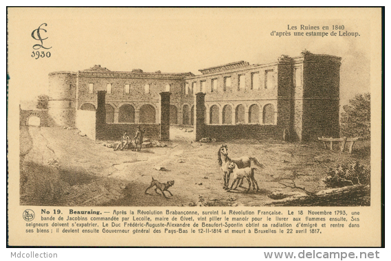 BELGIQUE BEAURAING / Les Ruines En 1840 D'après Une Estampe De Leloup / - Beauraing