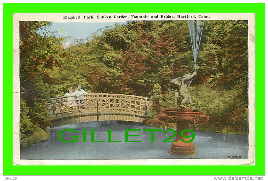 HARTFORD, CT - ELIZABETH PARK, SUNKEN GARDEN, FOUNTAIN & BRIDGE - TRAVEL IN 1923 - ANIMATED - MORRIS BERMAN - - Hartford