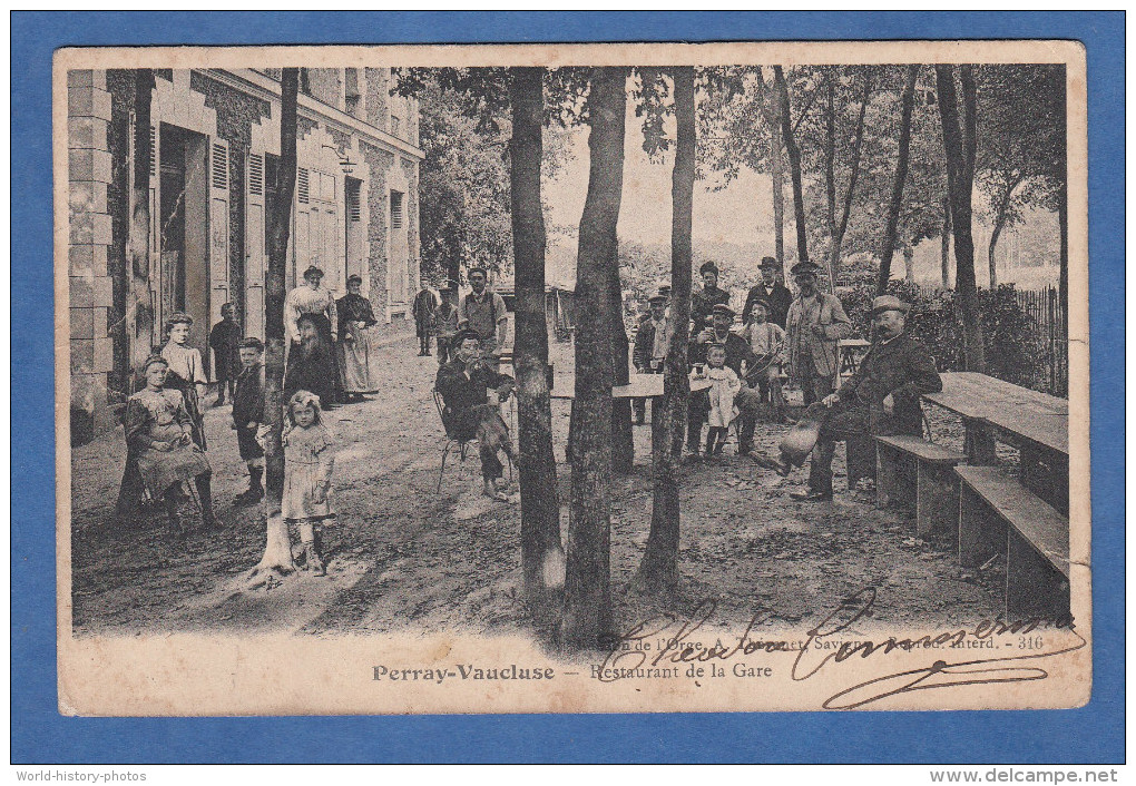 CPA - PERRAY VAUCLUSE - Terrasse Du Restaurant De La Gare - TOP RARE - édition De L´ Orge à Savigny - Autres & Non Classés