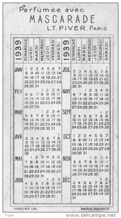 CARTE PARFUMEE AVEC MASCARADE L T PIVER PARIS 1939 - Anciennes (jusque 1960)