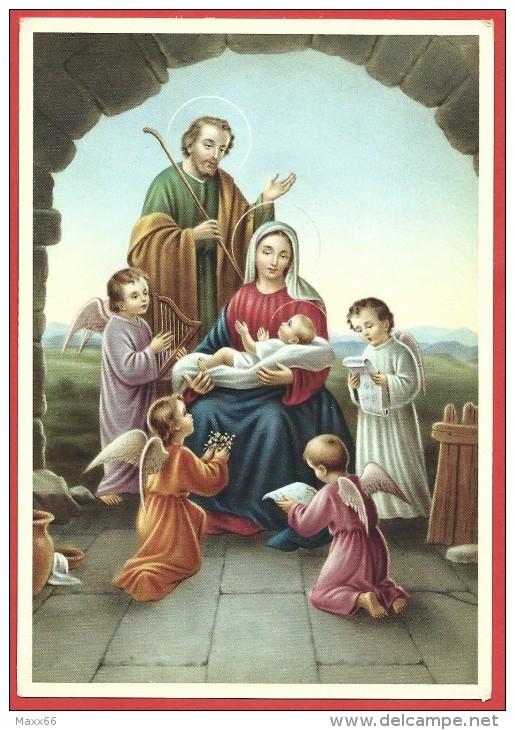 CARTOLINA NV ITALIA - NATALE -  Sacra Famiglia E Angioletti - CROMO N.B. - Serie 2000 - 2001 - 10 X 15 - Altri & Non Classificati