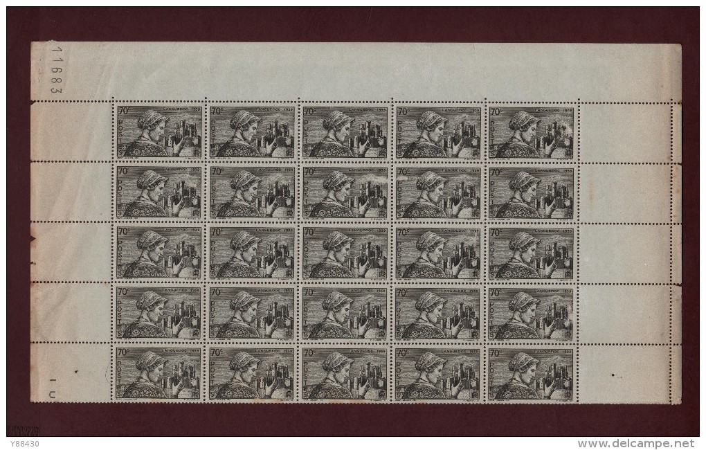 448 De 1939 -  Neuf * - Partie De Feuille De 25 Timbres - Languedocienne Et Cathédrale De Béziers - Full Sheets